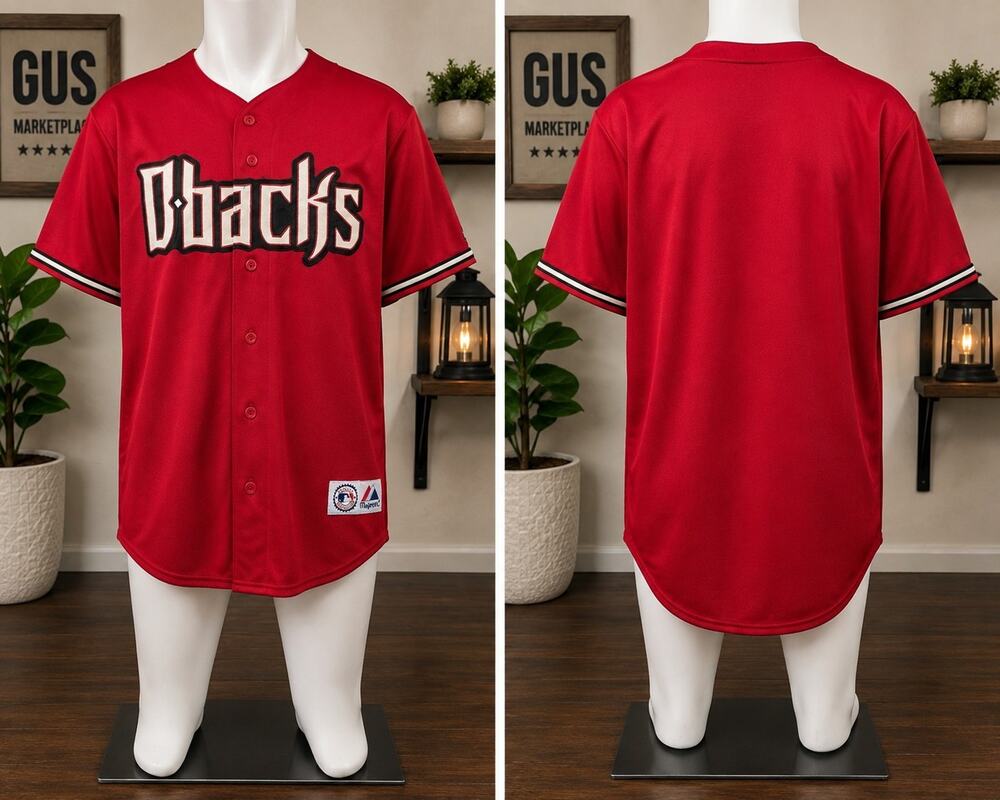 Arizona Diamondbacks Jersey Mens XL Red MLB Baseball Button Up Majestic Stitched